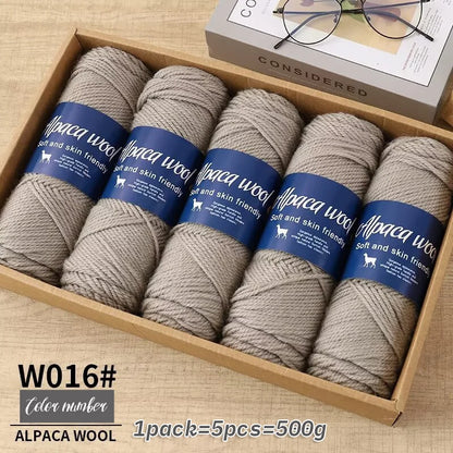 Fil de laine d'alpaga 500g, fil grossier, tissé à la main pour fabriquer des pulls chauds et à la mode, coupe-vent, vestes, foulards, chapeaux, fils