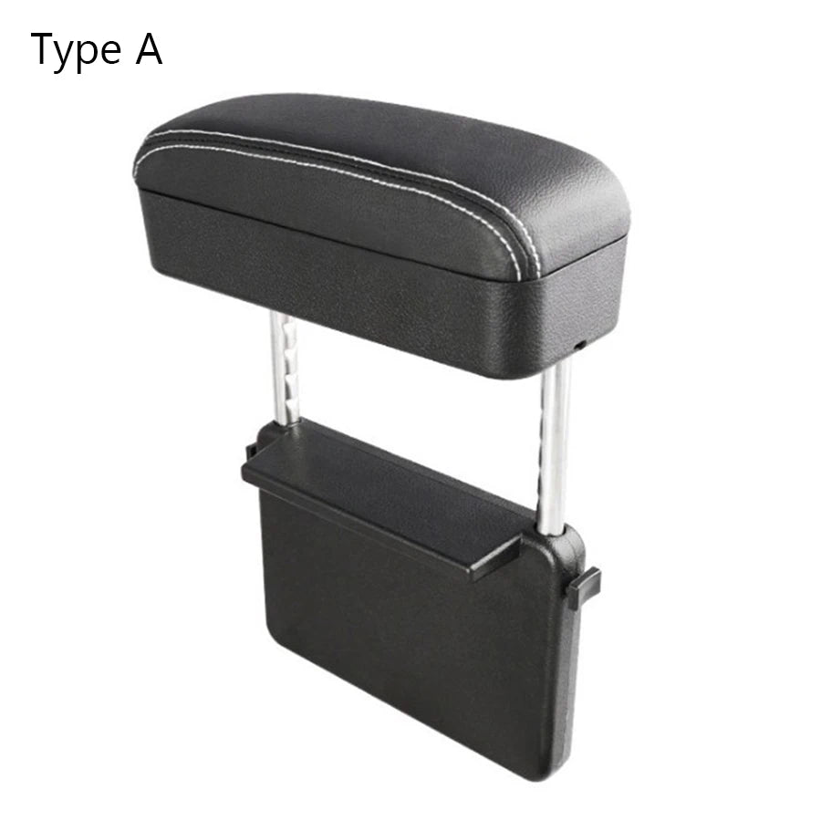 Leather Auto Car SUV Front Seat Side Gap Center Console Storage Box Organizer Pocket Adjustable Lifeable Armrest