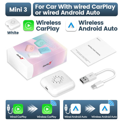 Mini Ultra 3 CarlinKit 5.0 adaptateur sans fil sans fil CarPlay Android Auto pour voiture OEM Plug & Play WiFi Bluetooth connexion automatique