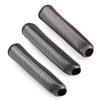 Housse de frein à main en cuir et Fiber de carbone pour voiture, manchon de Protection, accessoires d'intérieur de voiture