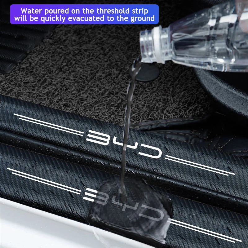 Décalcomanies de porte de voiture en cuir, fibre de carbone, seuil anti-rayures, BYD Atto 3 Yuan Plus Han Tang EV F3 E6 Dmi Song F0 Qin Pro, 5 pièces