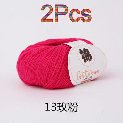 Fil à tricoter doux 100% coton, 2 pièces, fil au Crochet pour tricot, pull, couverture, gants, chapeau, écharpe, crochet, sac amigurumi, pantoufle