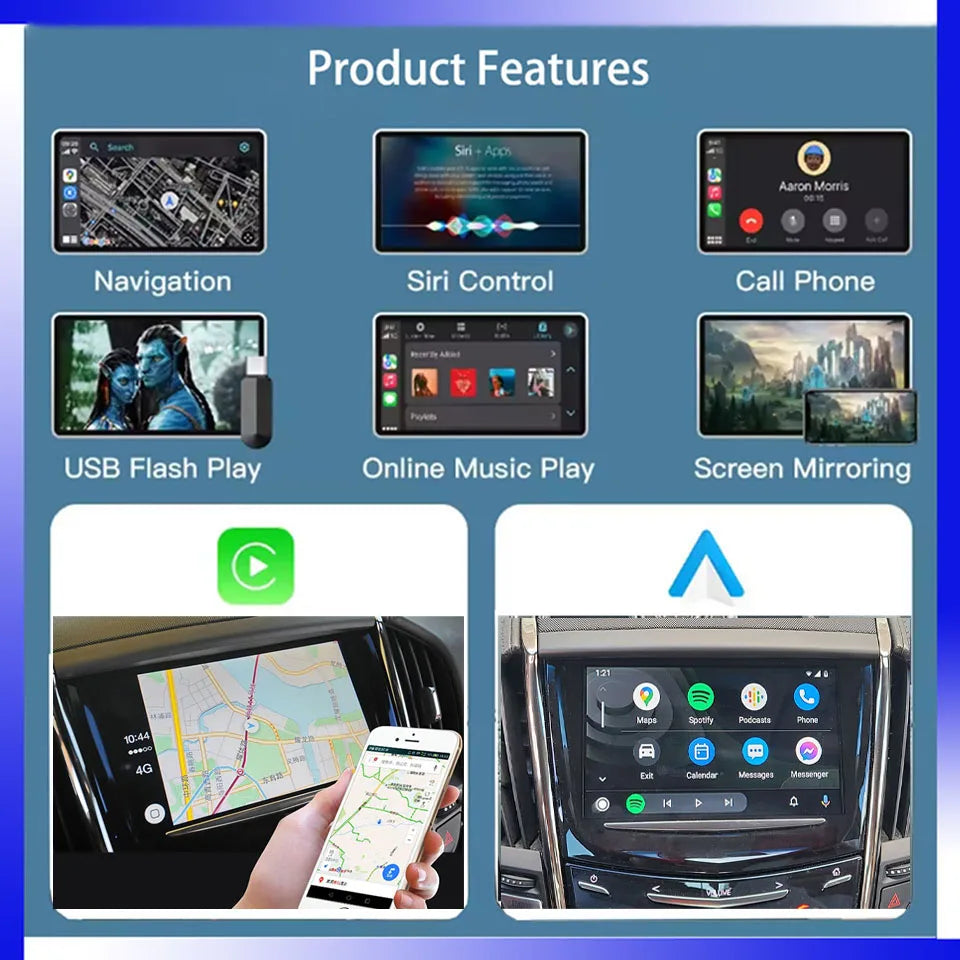 RideMedia 2026 Interface automatique sans fil Apple CarPlay Android pour Cadillac ATS CTS ELR XTS ATS 2013-2017