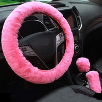 Ensemble de housses de volant en peluche d'hiver 3 pièces, polaire chaude Super épaisse pour temps froid, comprend un changement de vitesse et une housse de frein à main