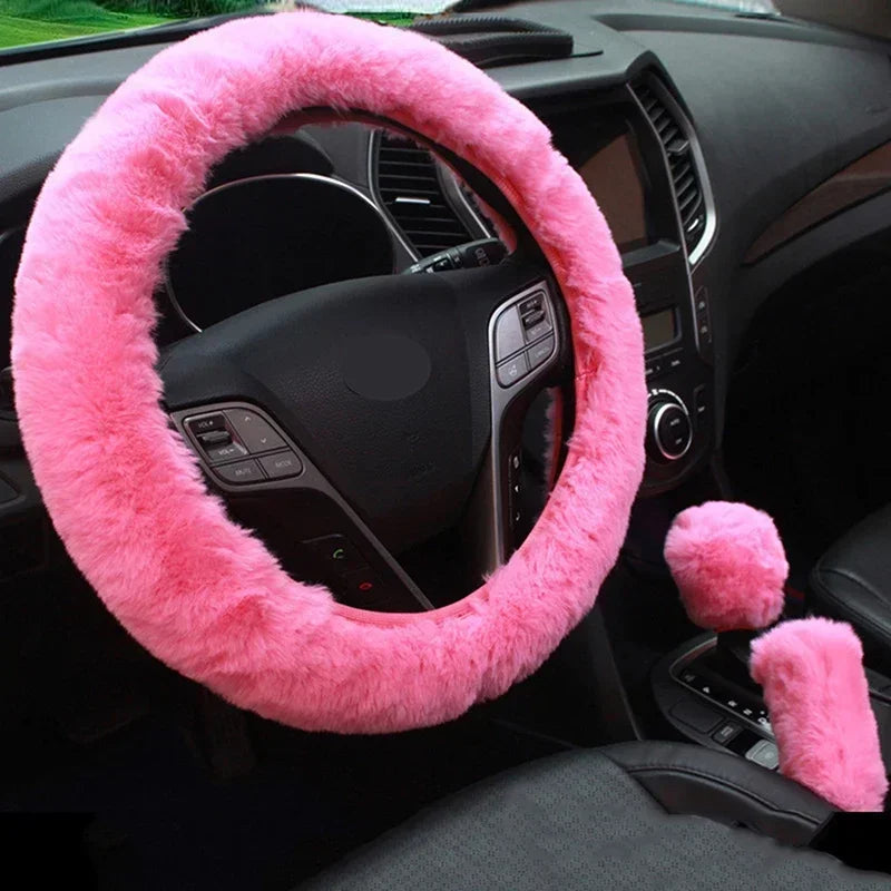 Ensemble de housses de volant en peluche d'hiver 3 pièces, polaire chaude Super épaisse pour temps froid, comprend un changement de vitesse et une housse de frein à main