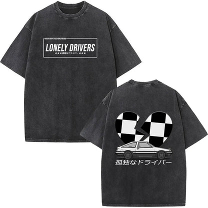 Anime Initial D Drift AE86 lavé Vintage imprimé T-shirt RX-7 R34 horizon GTR JDM T-shirts hommes Harajuku confortable surdimensionné T-shirts