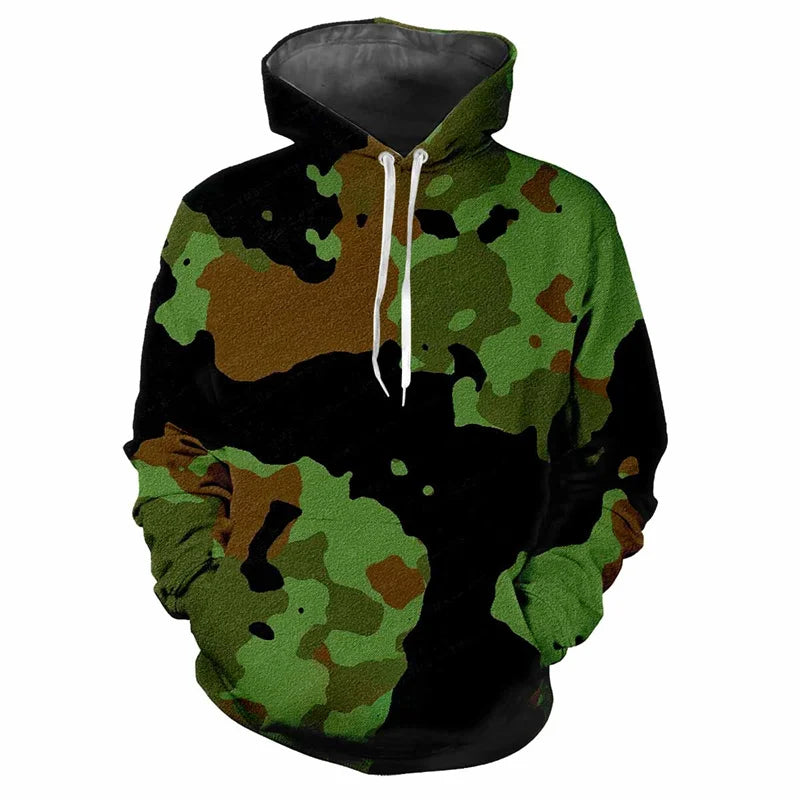 Jungle CamSolomon-سويت شيرت بقبعة مطبوعة ثلاثية الأبعاد للأطفال، سويت شيرت للملابس الشارع، قميص رياضي خارجي كاجوال، هودي مموه كلاسيكي، للربيع والخريف