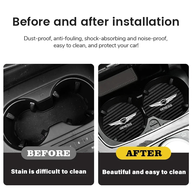 Dessous de verre antidérapant pour voiture, 2 pièces, tasse d'eau, accessoires automobiles pour Genesis G80 GV70 GV80 GV60 G70 Essentia Neolun G90 GV90 X