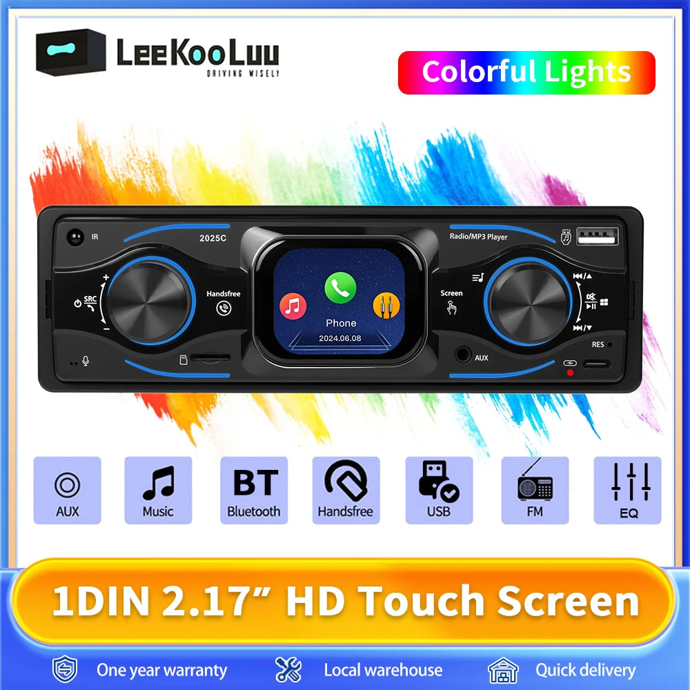 Leekooluu autoradio 1Din Audio Bluetooth stéréo lecteur MP3 récepteur FM Support téléphone charge AUX/USB/TF carte dans Dash lecteur Mp3