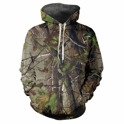 Camouflage chasse animaux en plein air Camouflage printemps et automne hommes à capuche rue tendance ample confortable haut décontracté vêtements