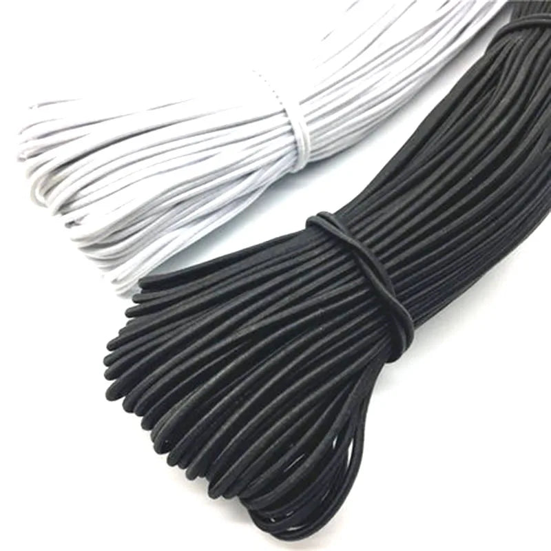 Corde élastique solide 1/2/3/4/5MM, blanc/noir, corde élastique de haute qualité, bande en caoutchouc, artisanat de couture pour vêtements, bricolage, accessoire de couture