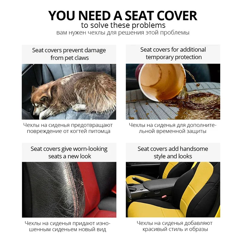 AU-UTH-Ensemble de Housses de Siège de Voiture Brodées, Protection Universelle Adaptée à la Plupart des Voitures, avec un Style Track Tatif