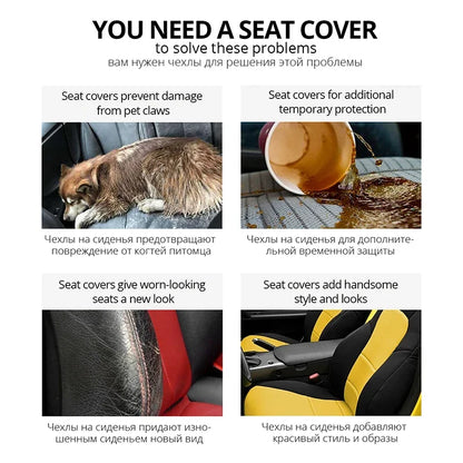 AU-UTH-Ensemble de Housses de Siège de Voiture Brodées, Protection Universelle Adaptée à la Plupart des Voitures, avec un Style Track Tatif