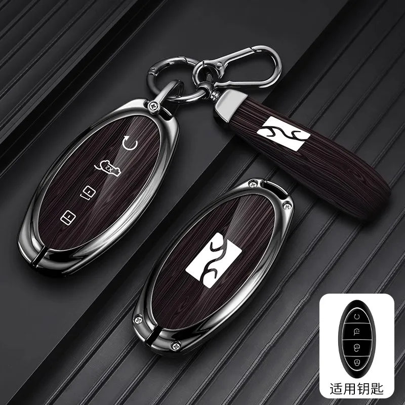 Housse de luxe en alliage de zinc pour BYD Yangwang U8 / U9 / U7 – Coque de protection premium avec porte-clés, accessoires d'intérieur de voiture