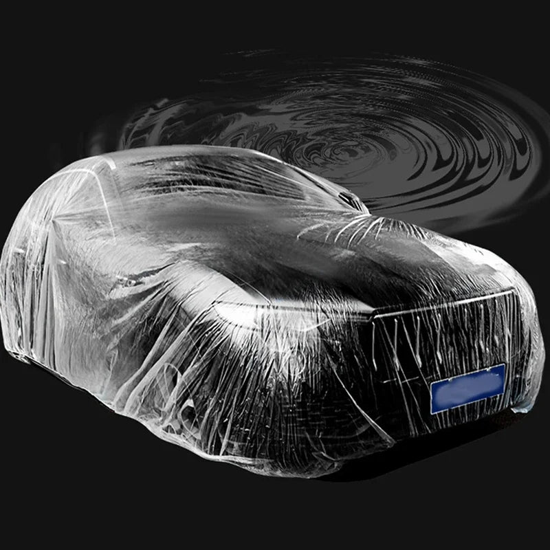 Housse de protection universelle pour voiture, couverture transparente PE avec bande élastique, résistante à la pluie et à la poussière, anti-rayures, bouclier de protection complet pour voiture