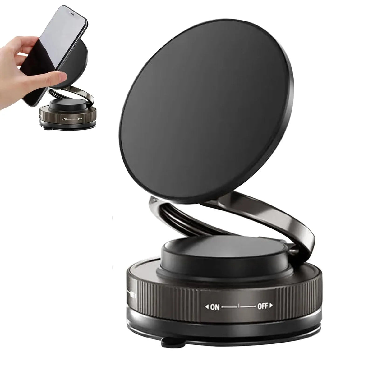 360 °   Support de téléphone magnétique sous vide réglable, ventouse pliable améliorée, support de téléphone pour tableau de bord de voiture, pare-brise, support de Smartphone