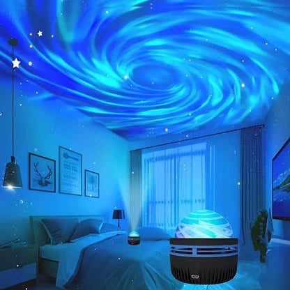 Projecteur LED Ciel Étoilé RGB Galaxie Lampe d'Ambiance Projection Noël Halloween Télécommande 7 Couleurs Rotation Automatique Maison