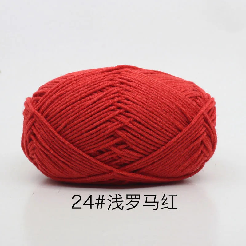 40-50 جم/المجموعة خيوط قطنية حليبية 4 طبقات (80%) للحياكة، صبغة لانا لعمل الكروشيه اليدوي، سترة قبعة دمى بسعر منخفض