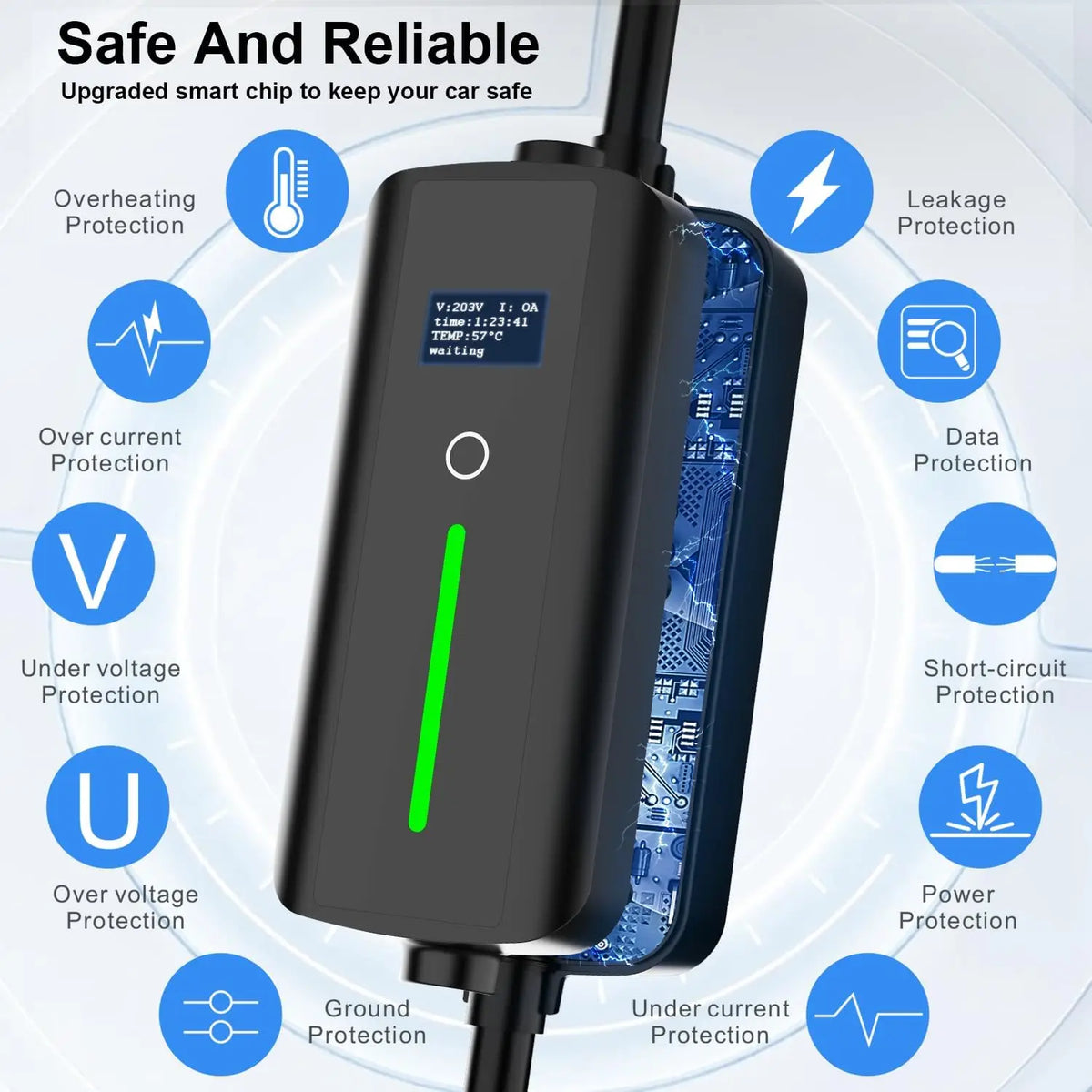 LONLINK-Chargeur de voiture électrique portable, prise britannique, câble de charge de 3,5 kW à type 2, GBT, type 1, 13A, 240V, 5m