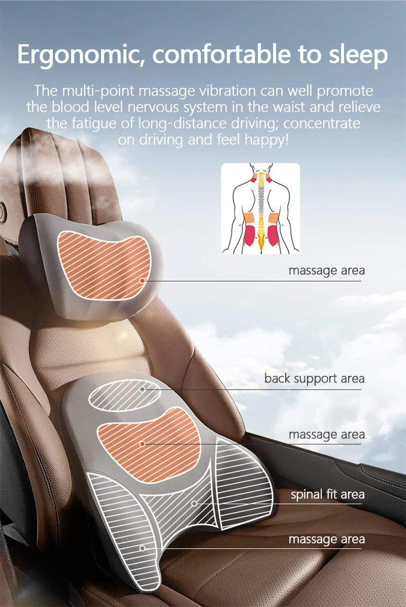 Oreiller cervical électrique pour voiture, vibration valide, support de voiture intelligent, coussin lombaire, siège, sauna, repos du dos