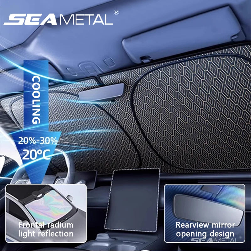 SEAMETAL pare-soleil de voiture pare-brise Laser couverture de pare-soleil pliable voiture fenêtre avant Protection solaire isolation thermique couverture de pare-brise