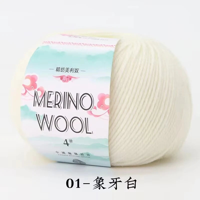 Rouleau de fil de laine mérinos pour bébé, 50 g/rouleau, 130 M/rouleau, bricolage tricoté à la main, écharpe au Crochet, vêtements, chapeaux