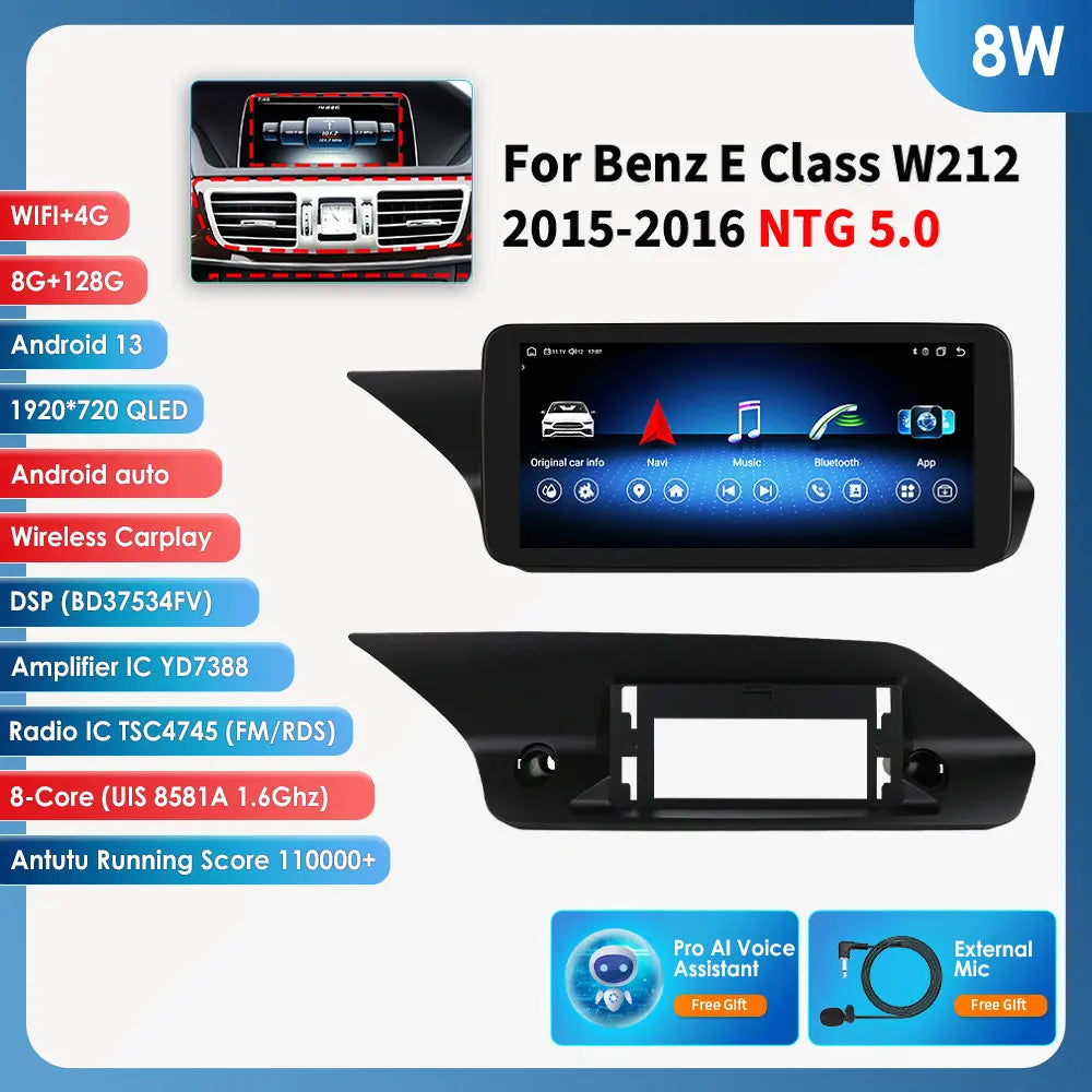 Autoradio Android 13 de 10.25 Pouces avec Lecteur de Limitation 4G Carplay, pour Mercedes Benz W212 Classe E NTG 4.0 4.5 5.0 E200 E230 E260 E300 S212