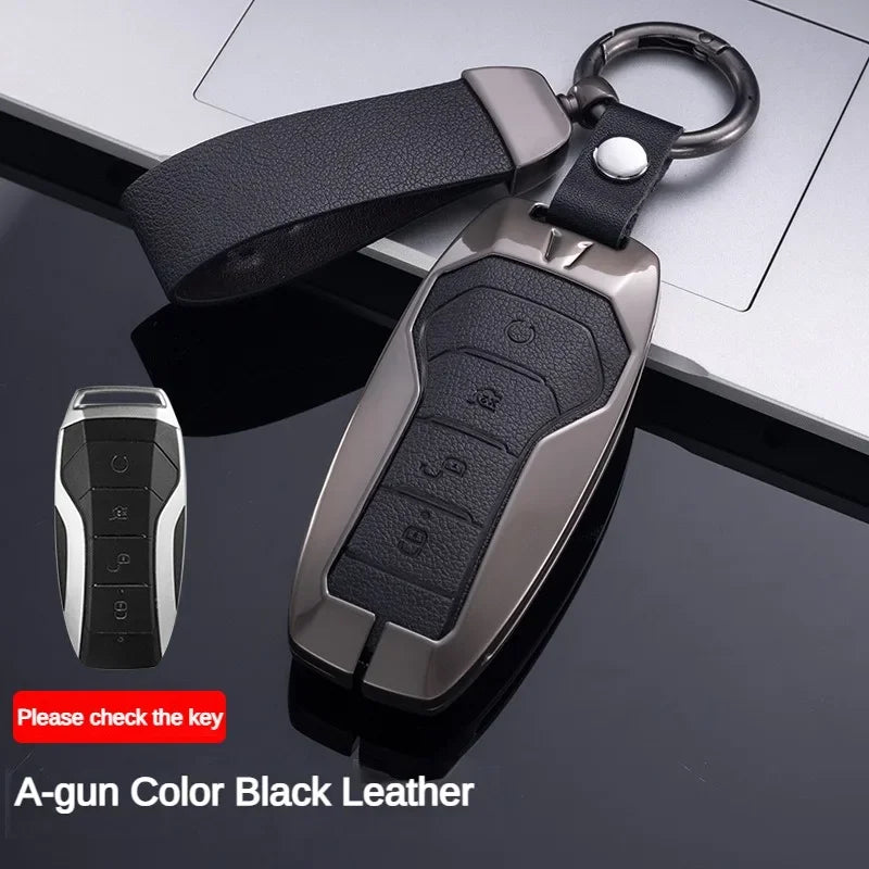 Étui pour clé pour BYD Song Plus Atto 3 Han EV Tang DM Qin joint dauphin cuir métal porte-clés à distance porte-clés accessoires de voiture