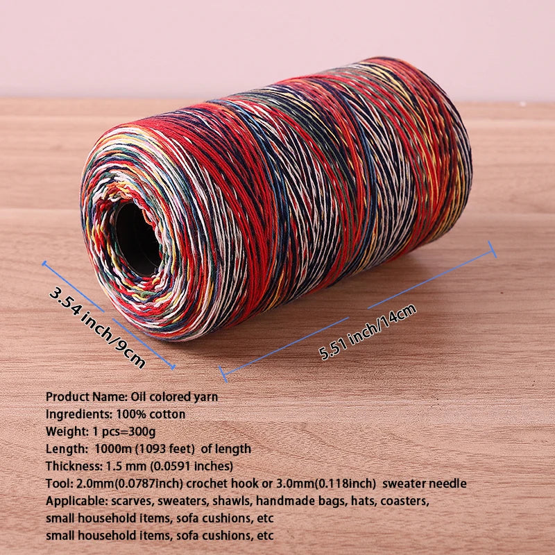 100% coton motif arc-en-ciel teint rétro fil de coton fait à la main matériel de bricolage pour tricoter motif à la mode pull écharpe chapeau écharpe bandeau sac à dos sac à main accessoires de vêtements boule de fil