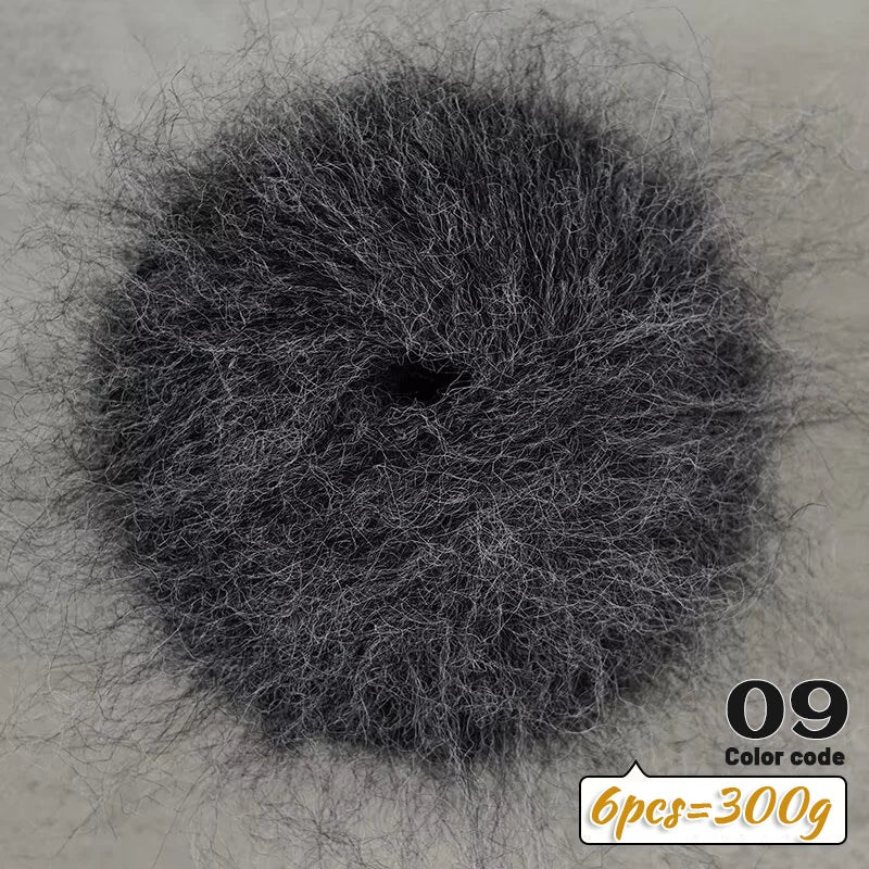 Fil de Mohair d'alpaga coloré à cheveux longs de 300 g, matériel de bricolage fait à la main, aiguilles à tricoter, pull pour femme, manteau, boule de fil de châle, 1 pièce = 6 pièces = 300 grammes