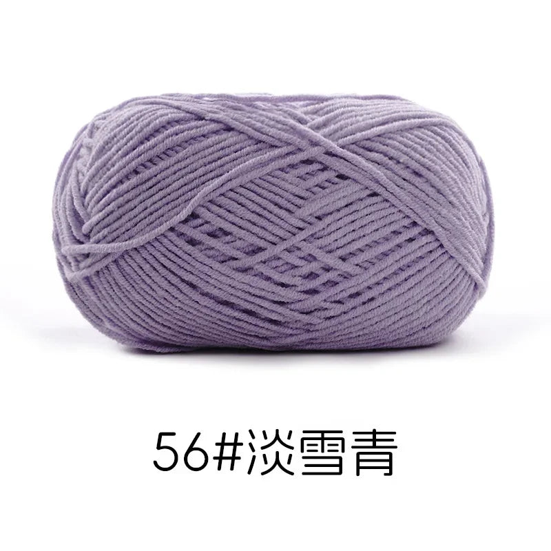 Pelote de Fil de Coton de Lait Peigné à 4 Brins, Laine Douce pour Crocheter et Tisser à la Main, 50g Chacun. 120M)