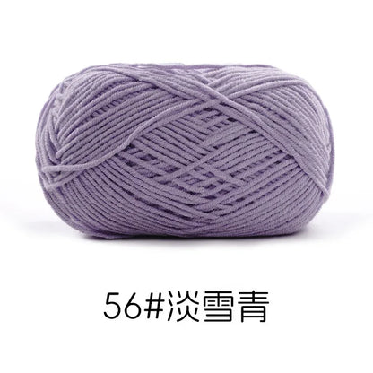 Pelote de Fil de Coton de Lait Peigné à 4 Brins, Laine Douce pour Crocheter et Tisser à la Main, 50g Chacun. 120M)