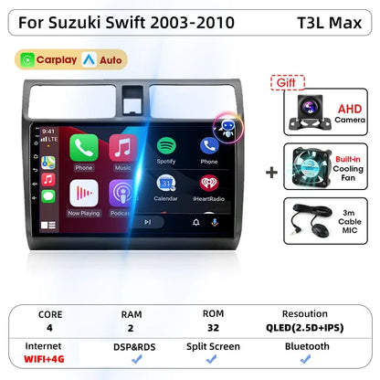 Srnubi autoradio pour Suzuki Swift 2003 2005 2006 2007 2008 2009 2010 sans fil Carplay Android Auto lecteur multimédia de voiture 2 Din