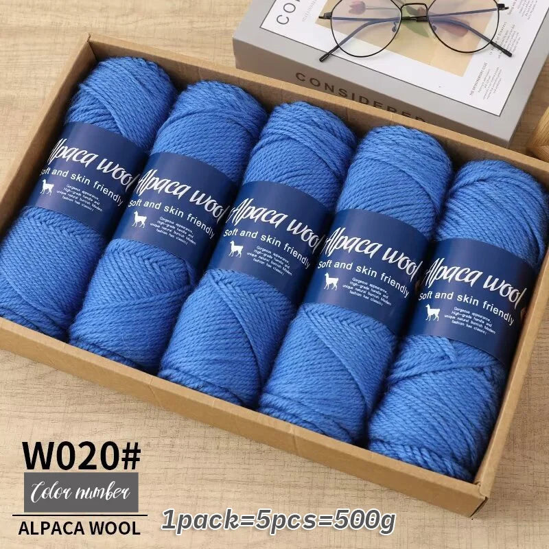 Fil de laine d'alpaga 500g, fil grossier, tissé à la main pour fabriquer des pulls chauds et à la mode, coupe-vent, vestes, foulards, chapeaux, fils