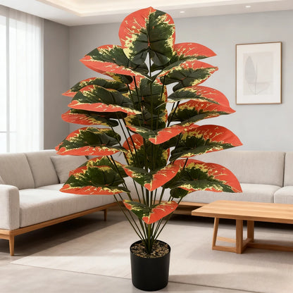 Plantes tropicales artificielles bloquant les couleurs, avec 24 feuilles, fausses plantes ornementales pour vacances, maison, bureau, décoration extérieure, 1 pièce