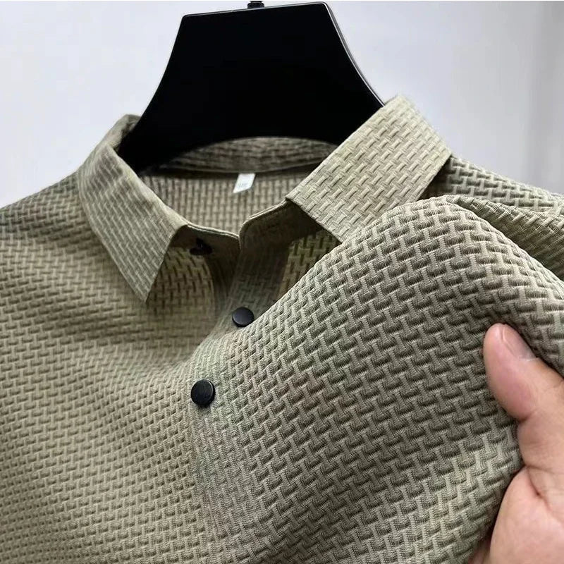 2025 hommes d'affaires décontracté à manches courtes fleur d'os couleur unie POLO mode respirant confortable été polyvalent haut