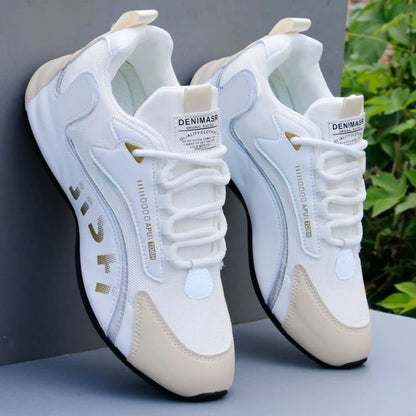 Une paire de chaussures d'entraînement respirantes pour hommes avec lacets, confortables et légères, adaptées au sport, aux activités de plein air, aux déplacements quotidiens et à un usage décontracté, chaussures d'