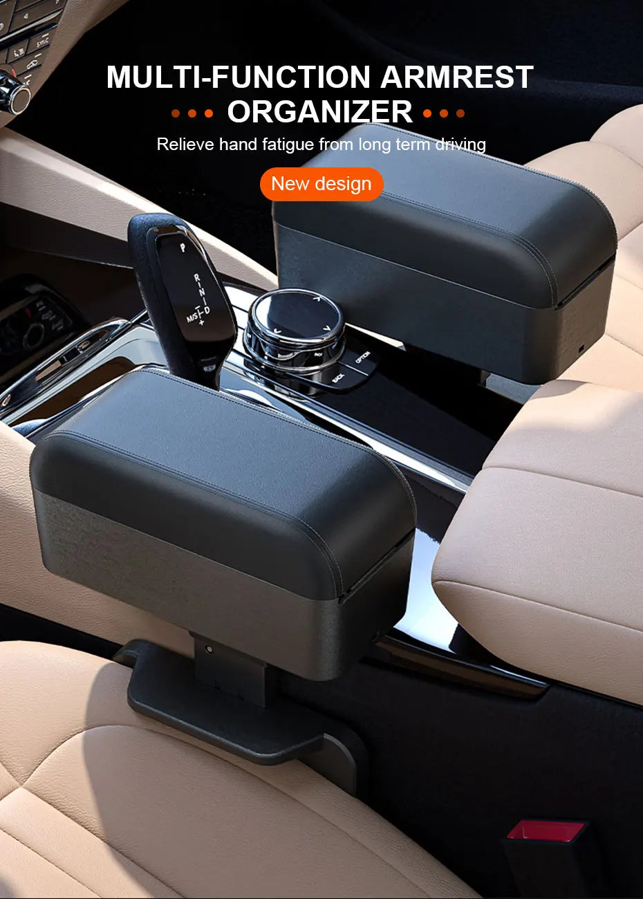 SEAMETAL – boîte d'accoudoir de voiture, organisateur de repose-coude à hauteur réglable, boîte de rangement universelle pour repose-bras intérieur, organisateur d'espace de siège