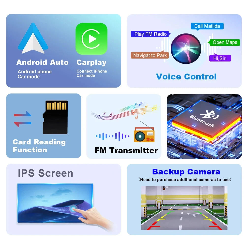 Écran tactile Portable 7 pouces IPS CarPlay Android Auto autoradio lecteur vidéo multimédia GPS Navigation Wifi caméra de recul