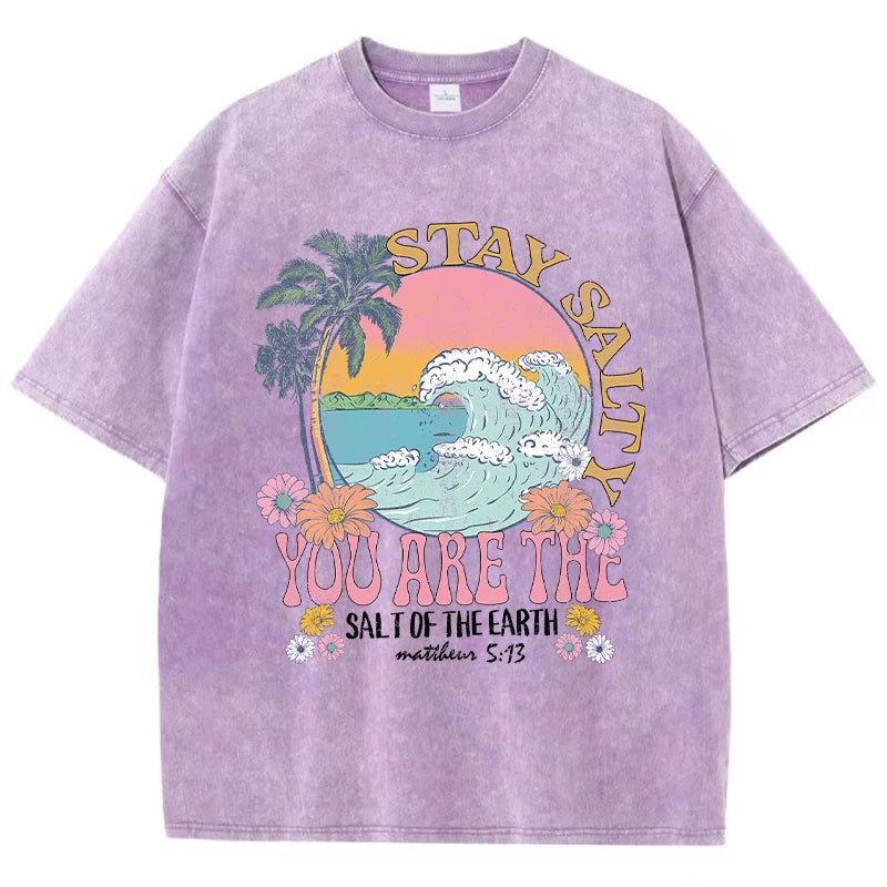Restez salé vous êtes le sel de la terre femme T-Shirt rue respirant T-Shirts col rond Cool manches courtes Simple T-Shirt ample