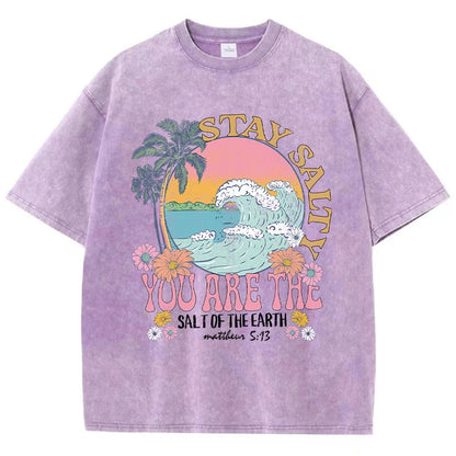 Restez salé vous êtes le sel de la terre femme T-Shirt rue respirant T-Shirts col rond Cool manches courtes Simple T-Shirt ample