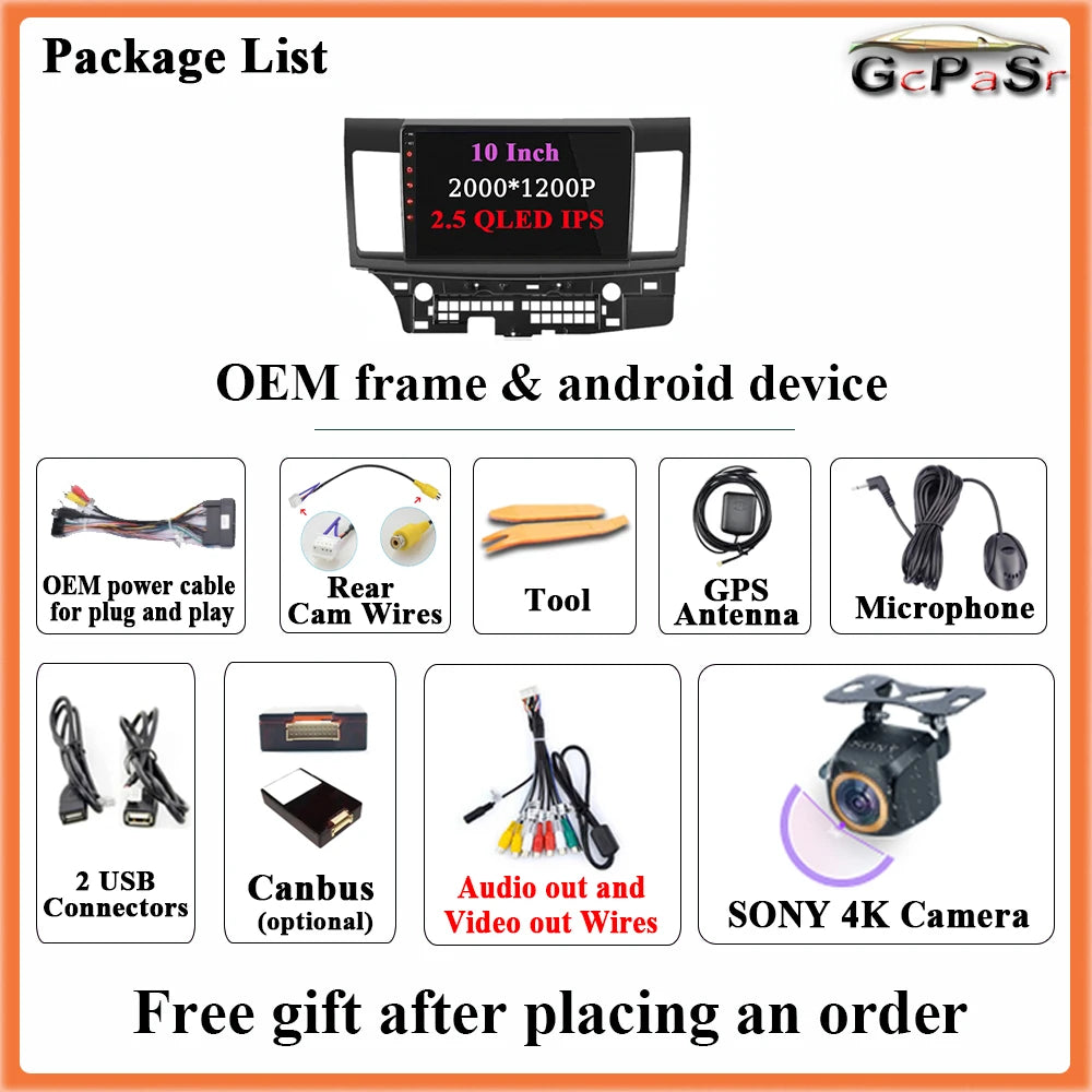 Autoradio Android 14 pour Mitsubishi Lancer 10 CY 2007-2017 Android 15 Navigation GPS Android Auto stéréo Carplay écran No 2din