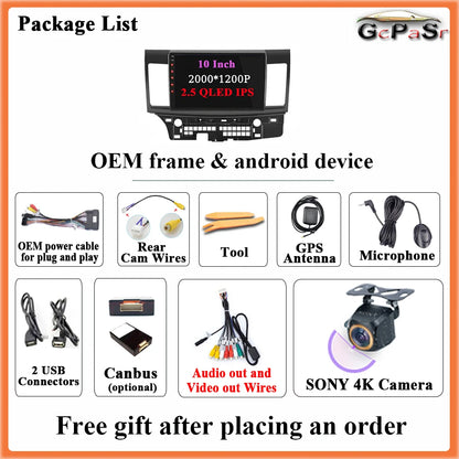Autoradio Android 14 pour Mitsubishi Lancer 10 CY 2007-2017 Android 15 Navigation GPS Android Auto stéréo Carplay écran No 2din