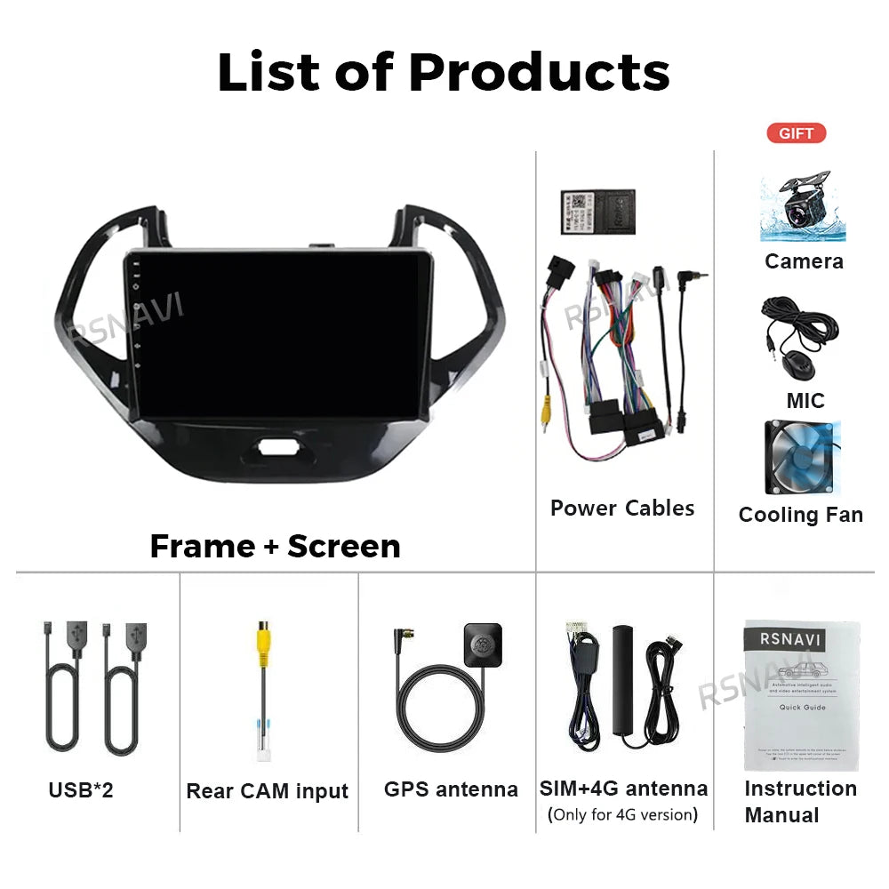 Android 15 Carplay Auto pour Ford Figo 2015 2016 2017 2018 autoradio 4G WIFI lecteur multimédia srereo Navigation vidéo 360 caméra