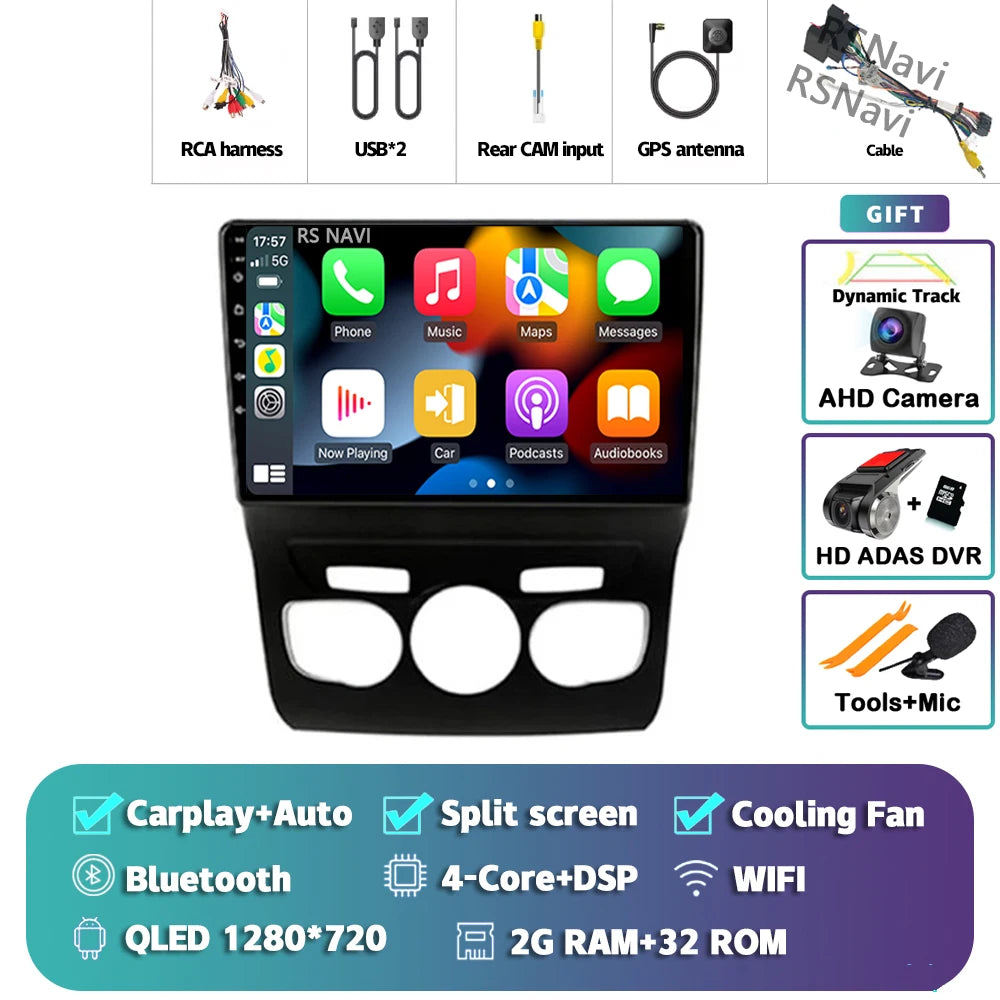 Android 15 Carplay DSP WIF + 4G autoradio GPS lecteur multimédia pour citroën C4 C4L DS4 2013 2014 2015 2016 2017 caméra stéréo 360