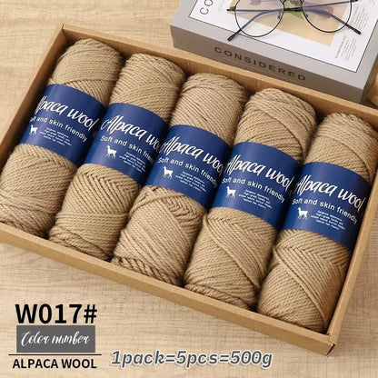 Fil de laine d'alpaga 500g, fil grossier, tissé à la main pour fabriquer des pulls chauds et à la mode, coupe-vent, vestes, foulards, chapeaux, fils