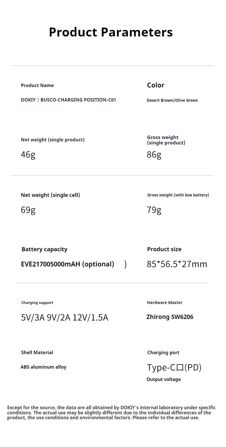 DOKIY 22.5W Super compartiment de batterie 5000mAh charge rapide batterie externe avec boucle à crochet 21700 Li-ion batterie chargeur Portable
