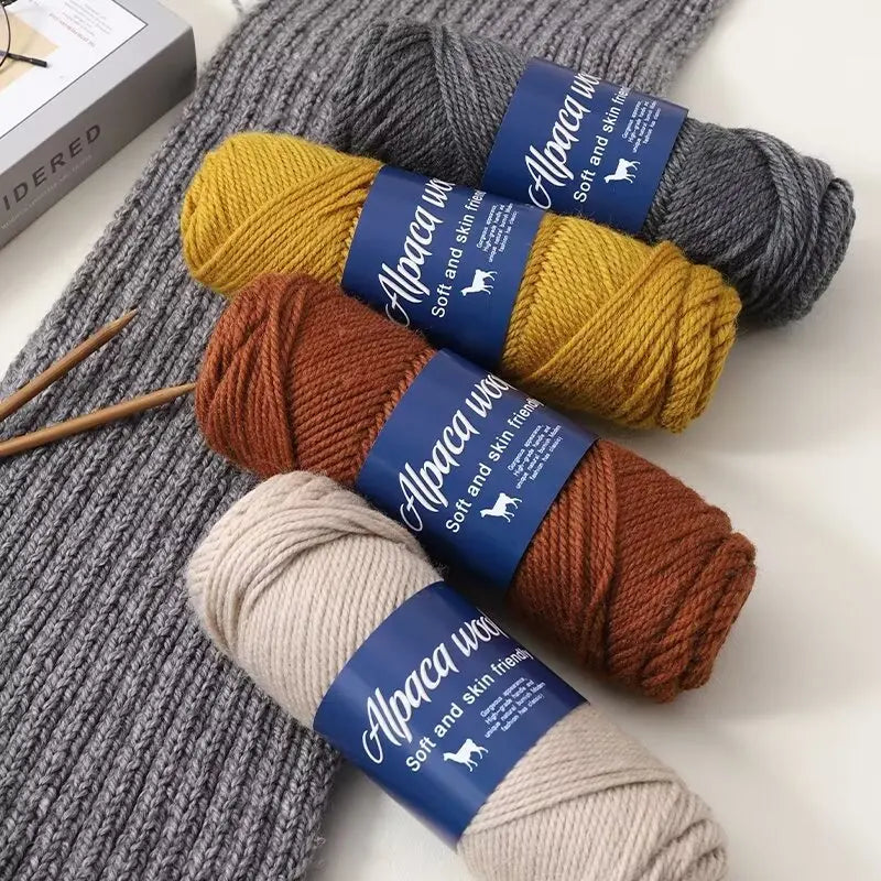 Fil de laine d'alpaga 500g, fil grossier, tissé à la main pour fabriquer des pulls chauds et à la mode, coupe-vent, vestes, foulards, chapeaux, fils