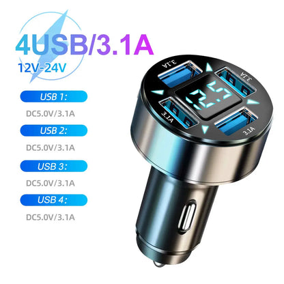 Chargeur de voiture à charge rapide, 66-250W, PD, QC3.0, une à six voitures, prise allume-cigare Laguna, charge flash avec affichage numérique