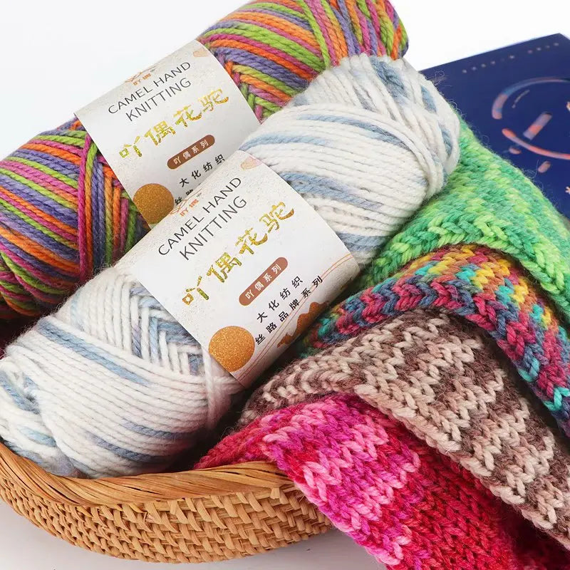 Fil de Barrage pour Ogo Tricot en Coton Mélangé, Peigné, Crochet Arc-en-ciel, DIY, Pull, Chapeau, 3mm, 100g